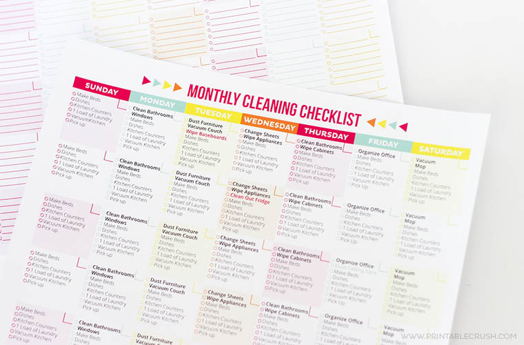 Monthly Cleaning Checklist from Erin Williams