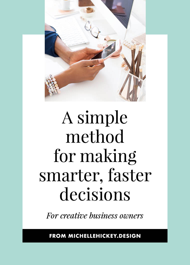 Looking for a simple method for making smarter, faster decisions? In this post and video, Michelle shares a three-part checkpoint that you can use to make the choices that will lead to prosperity in your business and life. #creativebusiness #introverts #decisionfatigue