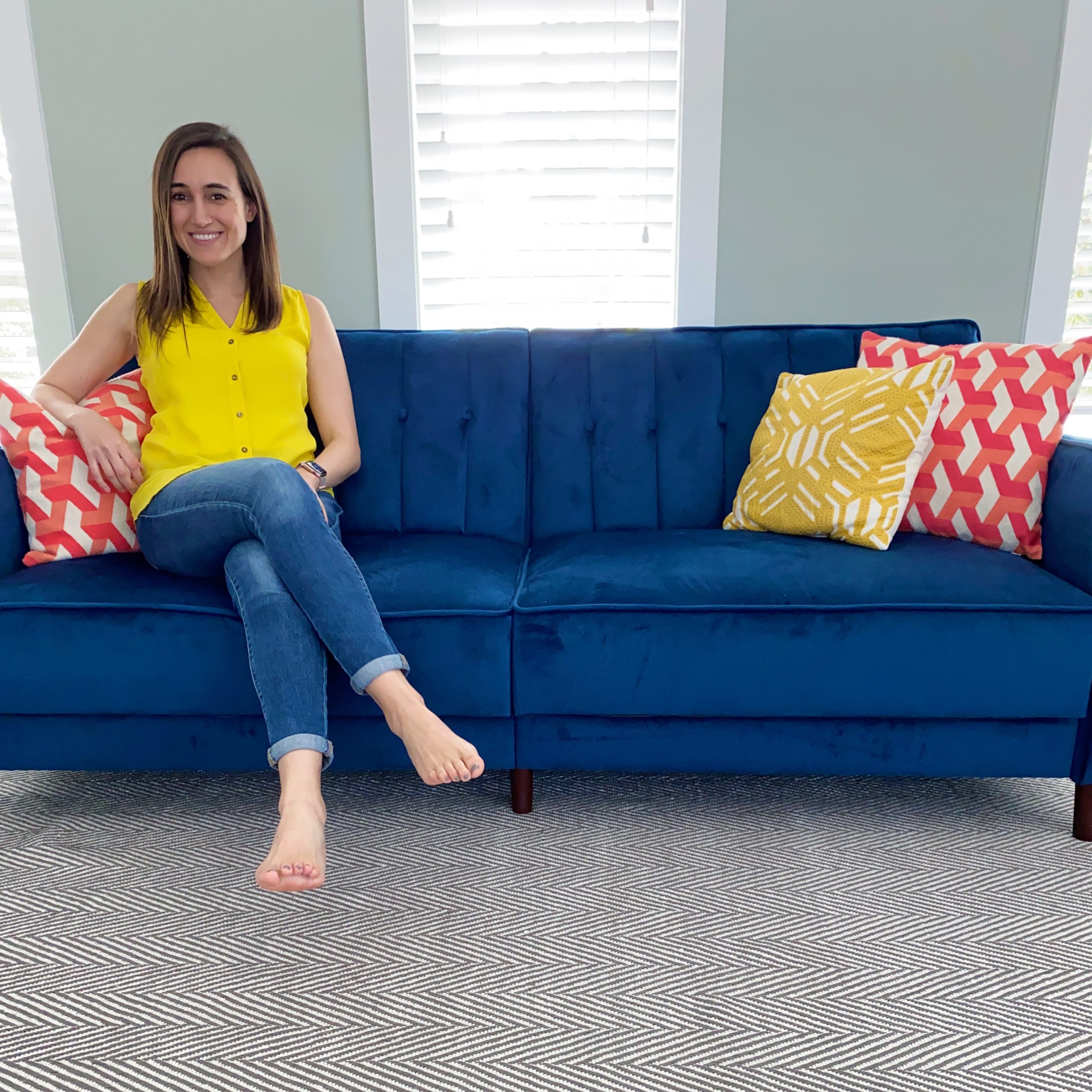 Blue Velvet Couch from Wayfair, plus an American Spy Book Review