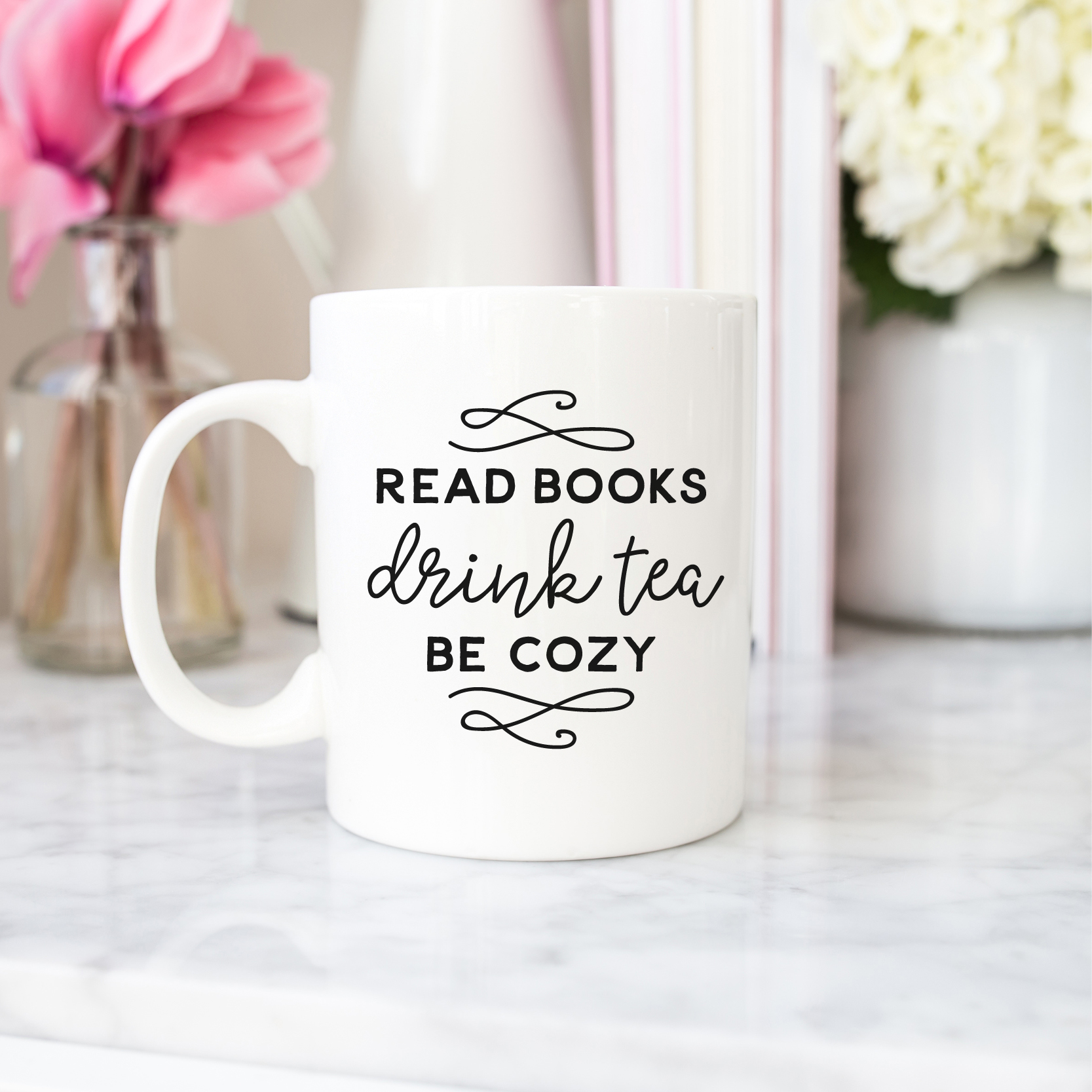 Read Books Drink Tea Be Cozy Mug from Enchanted Prints